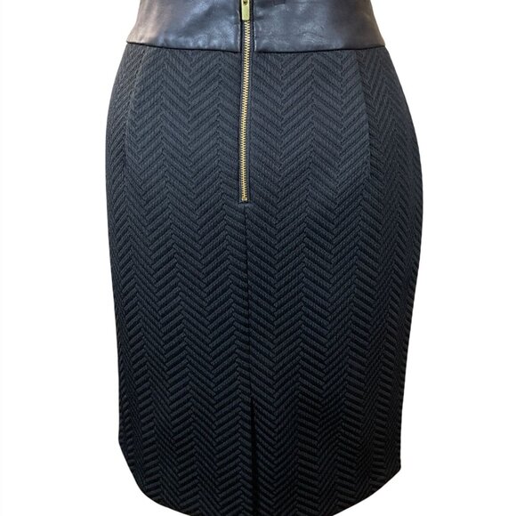 Banana Republic Faux Leather Waistband Textured Chevron Lined Skirt Sz 10 NWOT - Picture 4 of 8